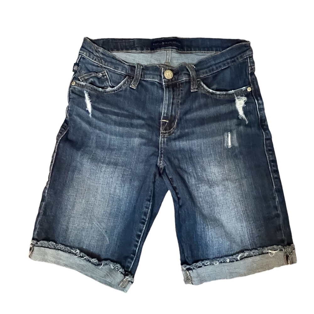 Dark Wash Denim Bermuda Shorts - Women's Dark Blue Jean Shorts
